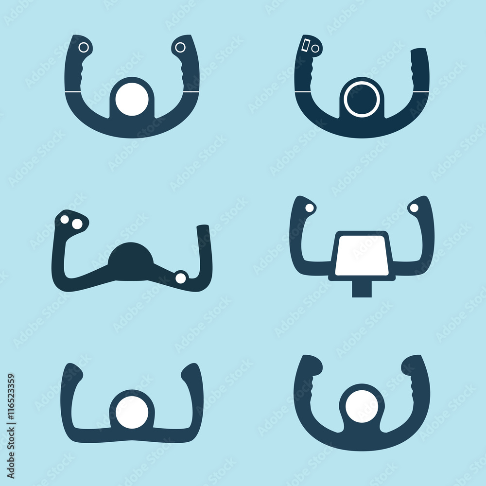 Aircraft Control Wheel Icons Set