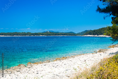 Turquoise blue lagoon on the island of Losinj, Croatia, seaside landscape  © ilijaa