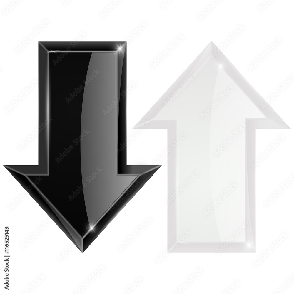 Up and down arrows. Black and white web icons Up and down arrows. Black and white web icons