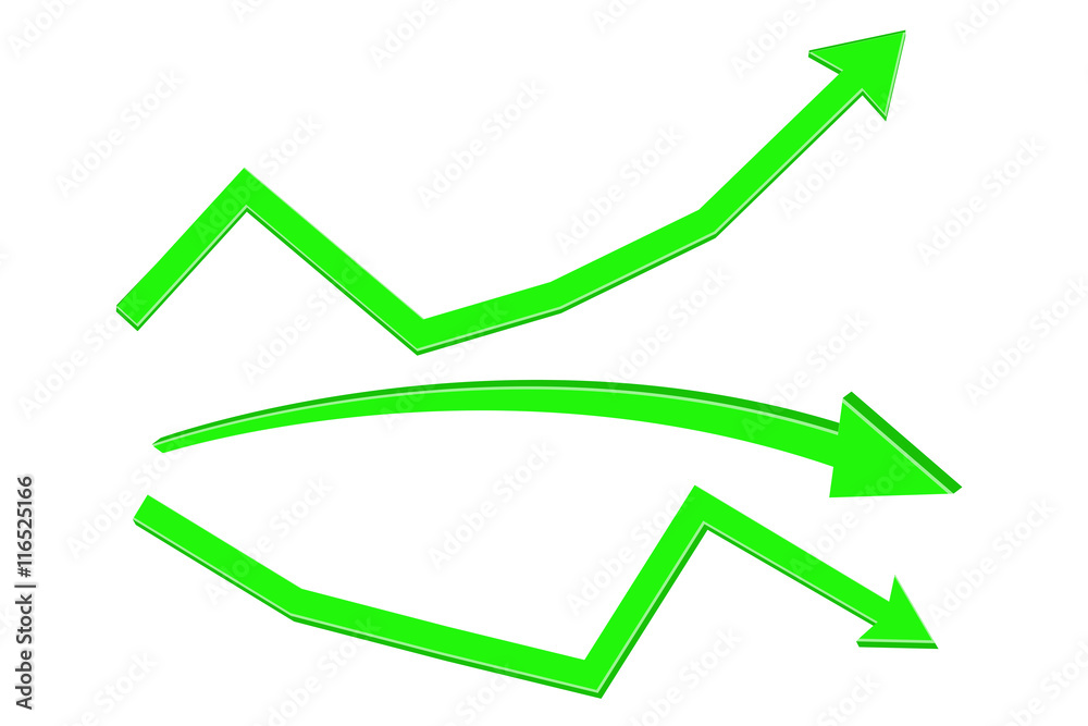 Green arrows. Rising or declining trend Green arrows. Rising or declining trend
