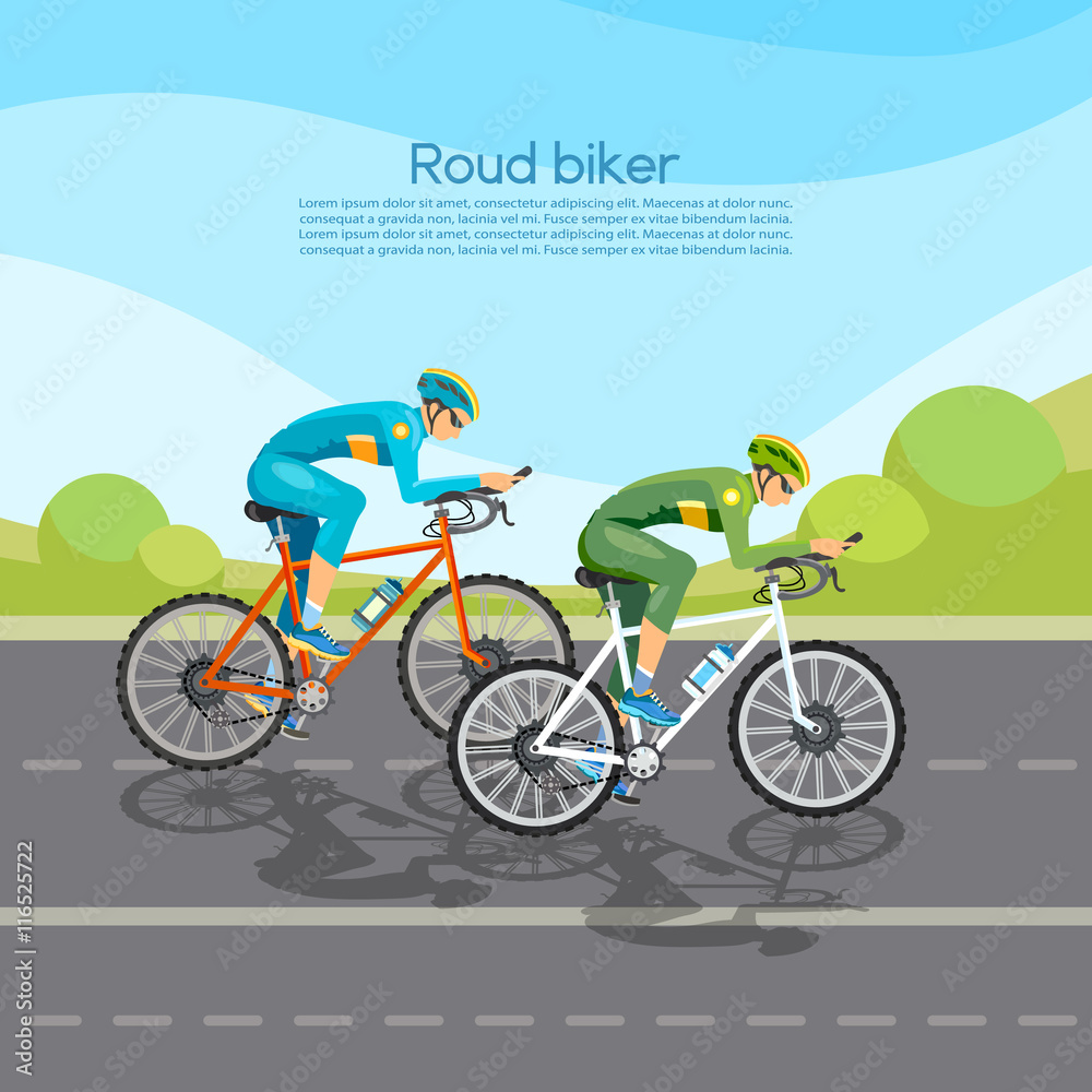 Fototapeta premium Cycle racing people on bicycles
