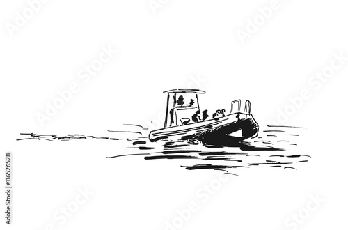 Sketch of motor boat
