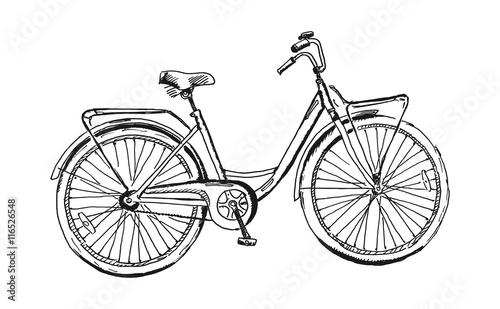 Old bicycle sketch illustration