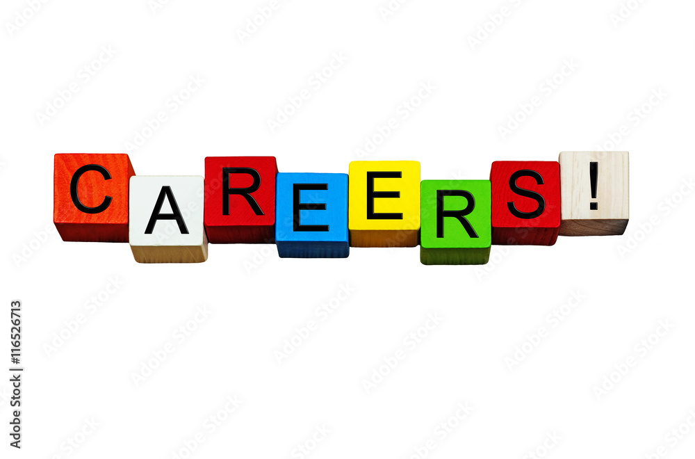 Careers sign for choices, education & business - isolated. Careers sign for choices, education & business - isolated.