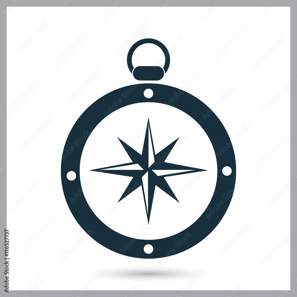 Compas with wind rose icon on the background