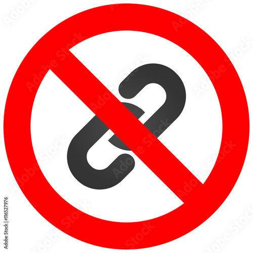 Prohibition sign with chain icon isolated on white background. Using chain is forbidden vector illustration. Chain is not allowed image. Chains are banned.