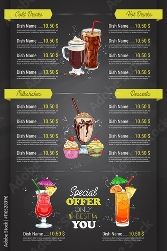 Restaurant vertical color cocktail menu