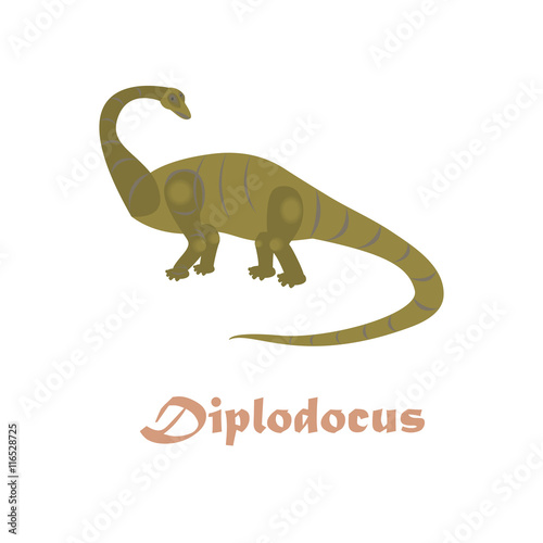 Jurassic reptile. Dinosaur vector illustration in modern flat design. Diplodocus Isolated on white background. Vector eps10