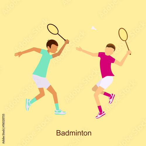 Badminton Players in Match Competition