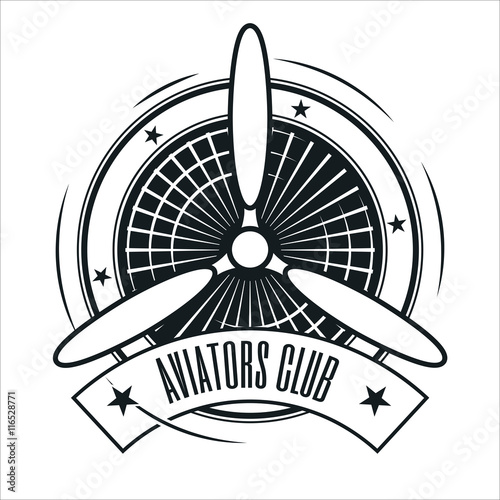 Airplane propeller emblem. Aviators club logo