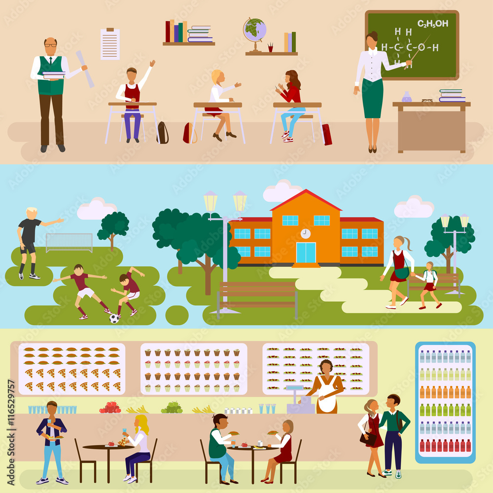 Set of Isolated illustrations school Set of Isolated illustrations school
