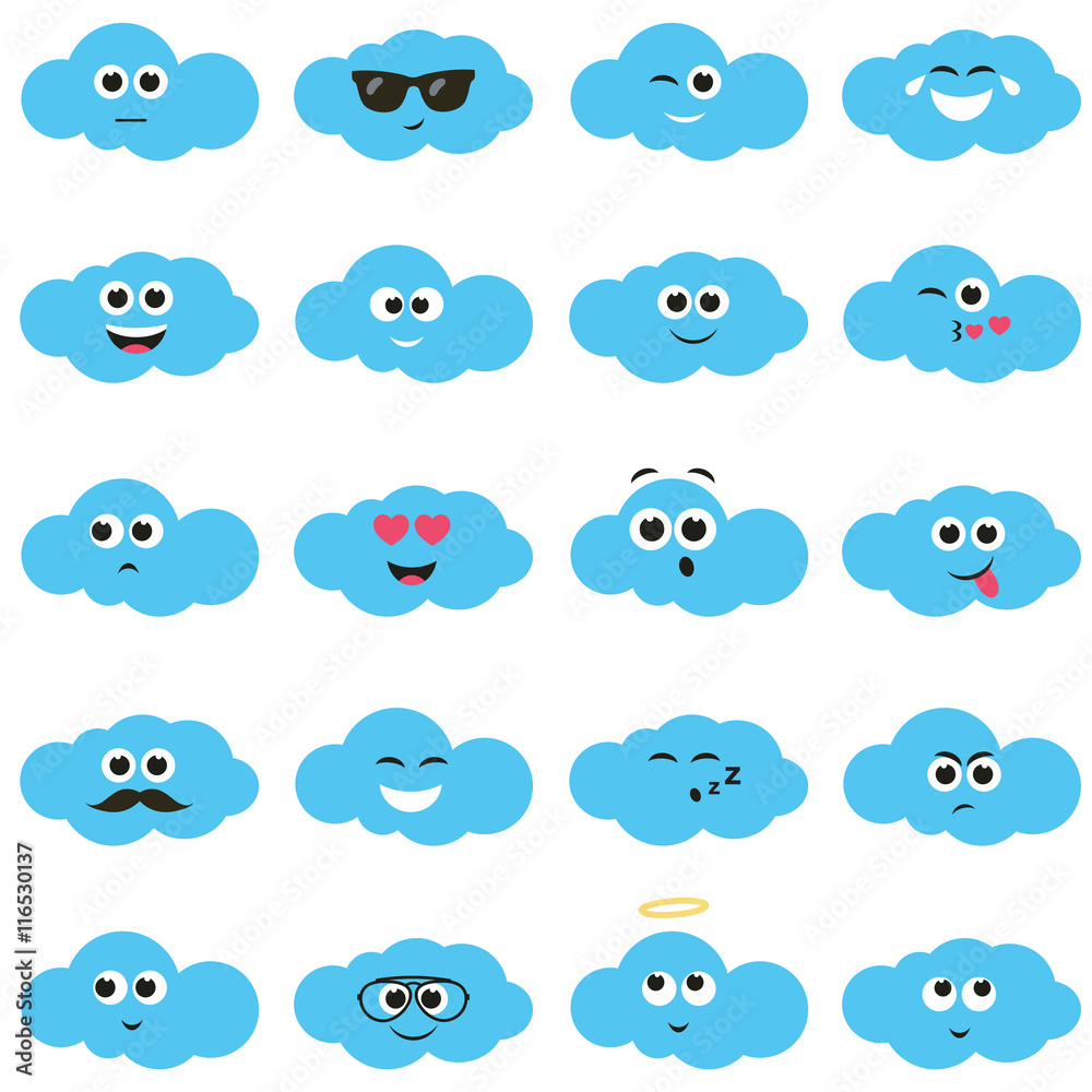 Clouds with smiley faces Clouds with smiley faces