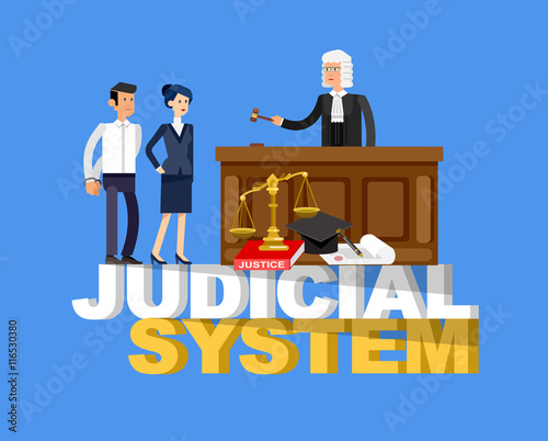 Law horizontal banner set with judical system elements isolated vector illustration