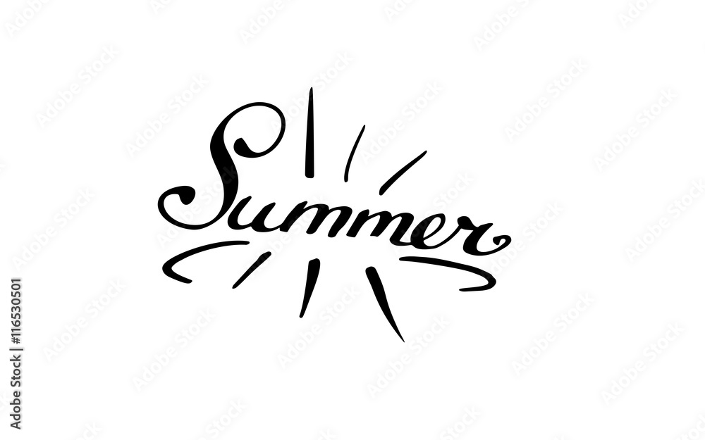 lettering composition. Isolated phrase Summer on white background. lettering composition. Isolated phrase Summer on white background.