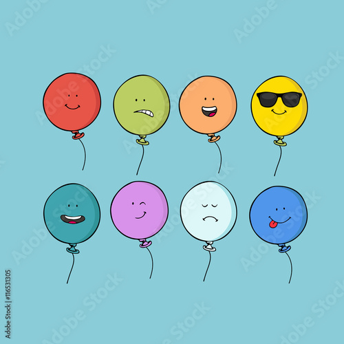 cute balloons with facial expression