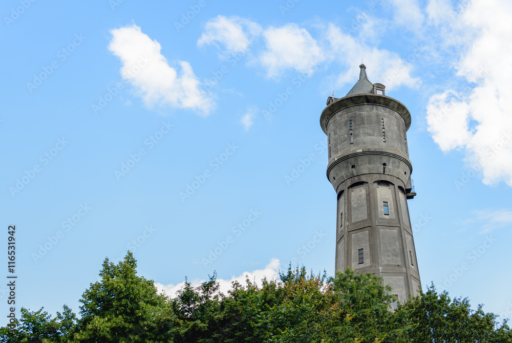 Historic concrete water tower in the Netherlands