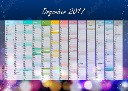 Organiser 2017 mit deutschen Feiertagen + Kw's
