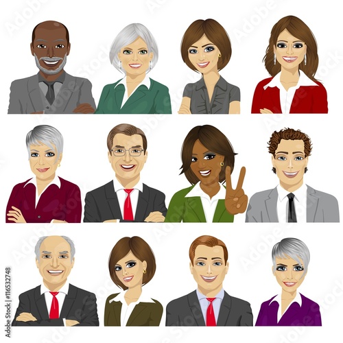 set of business people avatar collection of workers team