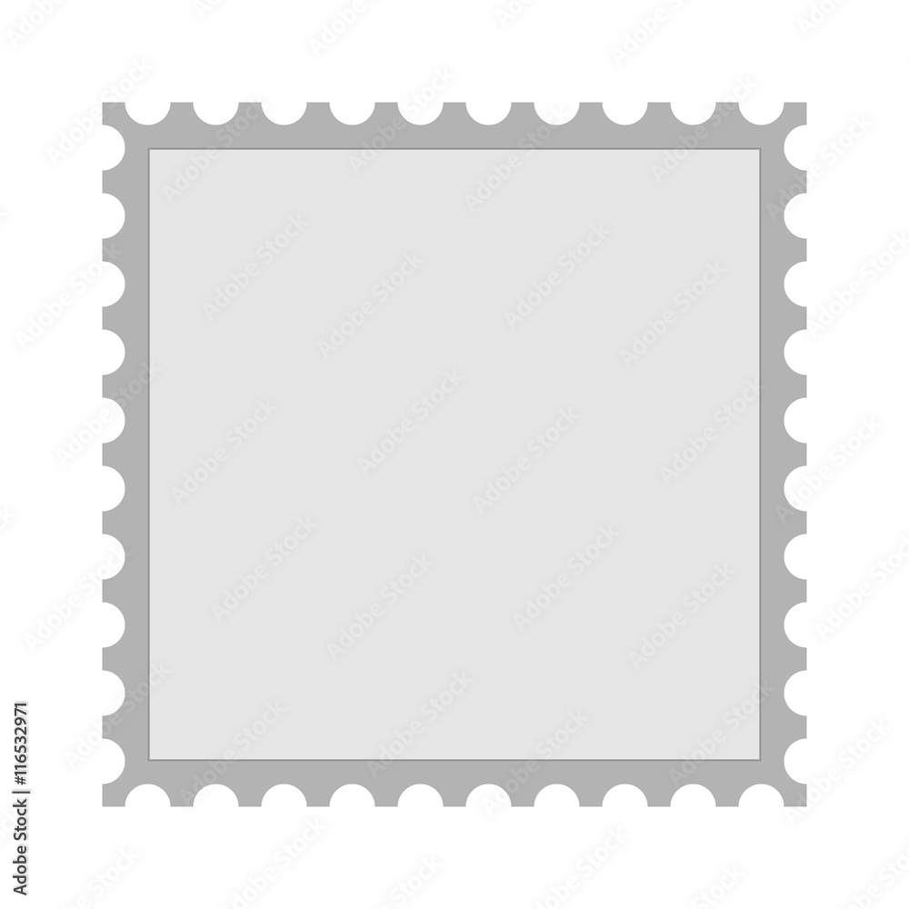Simple blank grey square postage stamp icon. Isolated vector illustration.