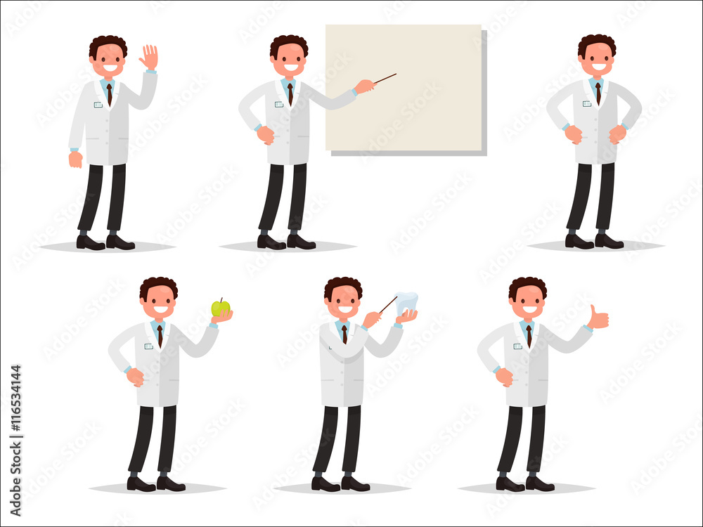Set of characters dentist in various activities. Perfect for information poster Set of characters dentist in various activities. Perfect for information poster
