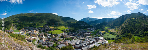 Andorra, view from the mountain on Ordino. Panorama, summer. Pyrenees.