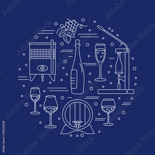 Winemaking, wine tasting graphic design concept