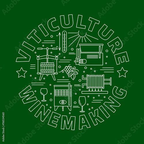 Winemaking, wine tasting graphic design concept