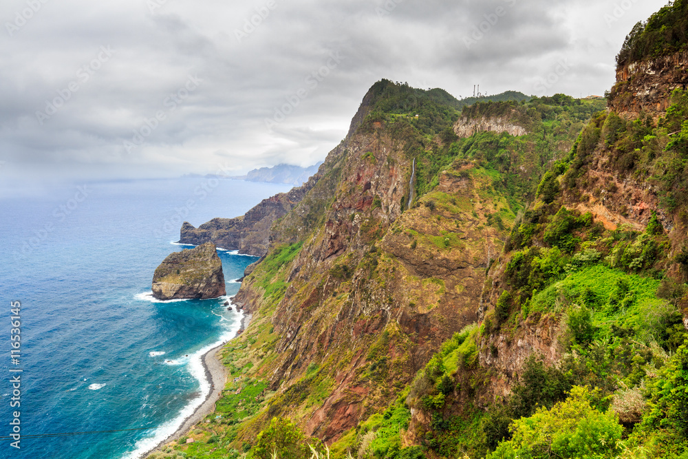 North Coast landscape with dramatic sky, Madeira,Portugal