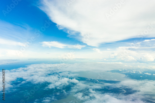 Scene of blue sky background with tiny clouds sunny day