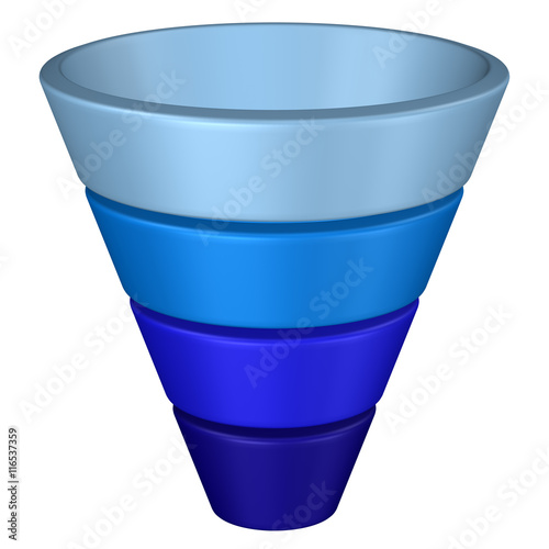Concept: purchase funnel. 3D rendering.