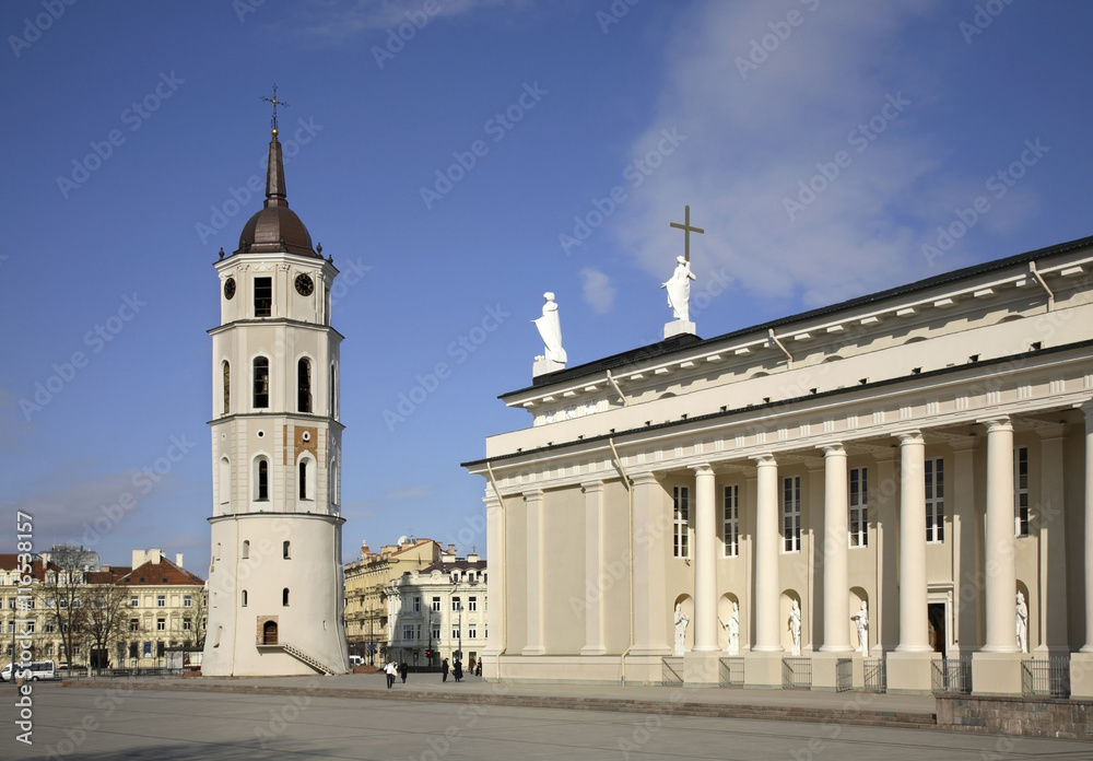 Cathedral and bell tower in Vilnius. Lithuania