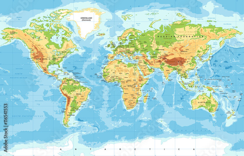 Fototapeta Mapa fizyczna świata