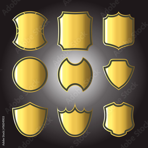 set of different Golden shields badges