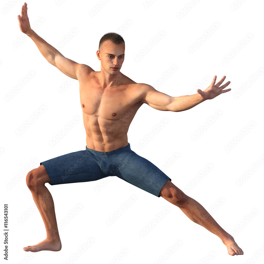 Obraz premium 3D render of a kung fu warrior isolated on white