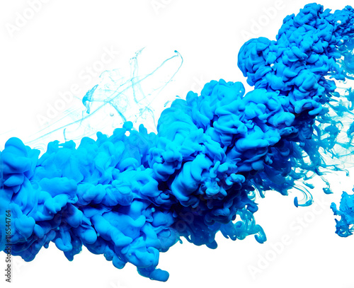Abstract splash of blue paint isolated on white background