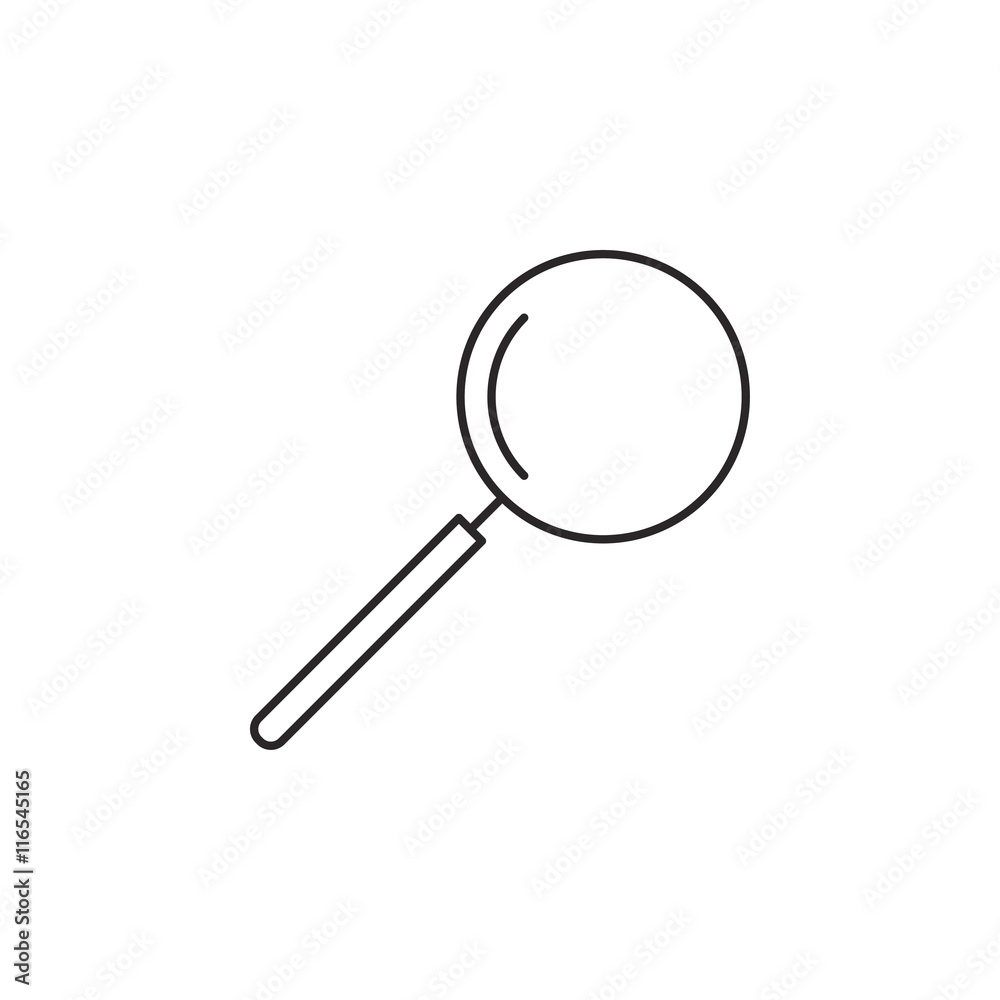 Magnifier icon in outline style isolated on white background Magnifier icon in outline style isolated on white background