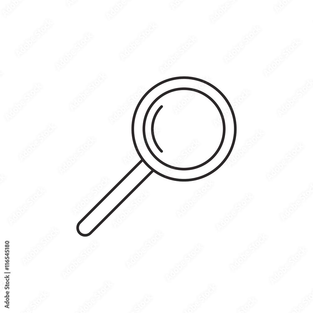 Magnifier icon in outline style isolated on white background Magnifier icon in outline style isolated on white background