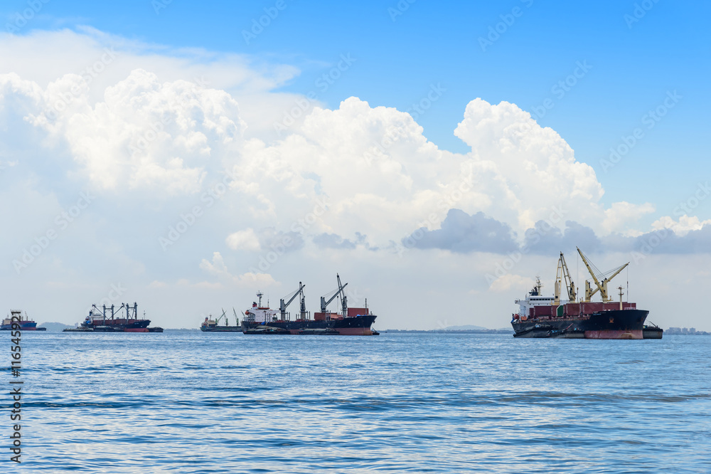 Large container ship in the sea Large container ship in the sea