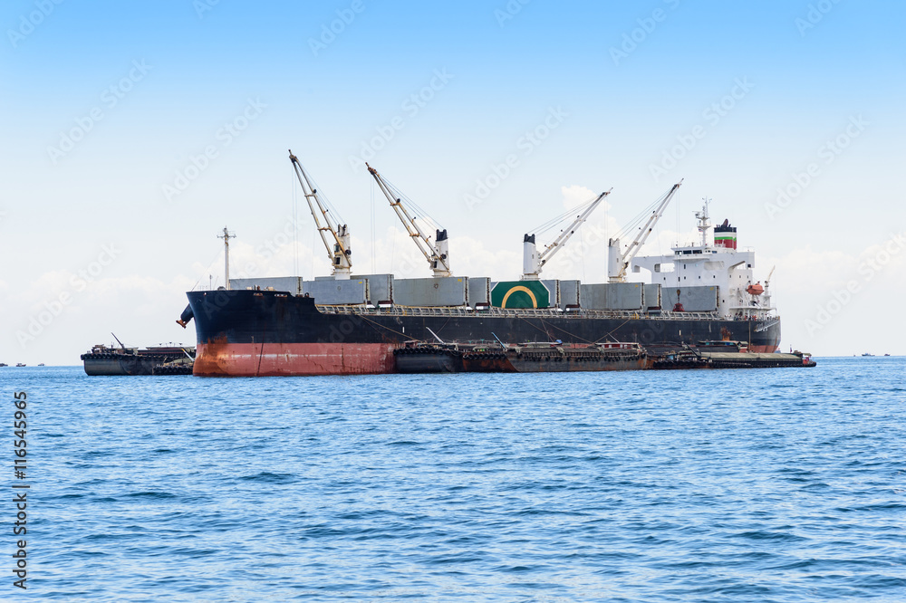 Large container ship in the sea