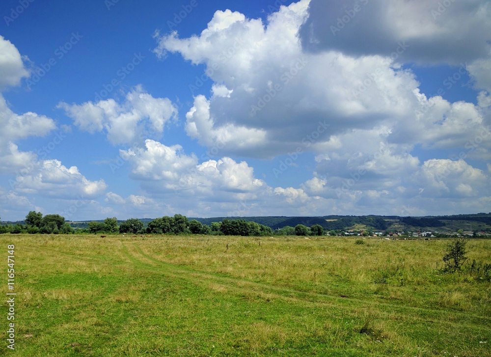Landscape of field and clouds Landscape of field and clouds