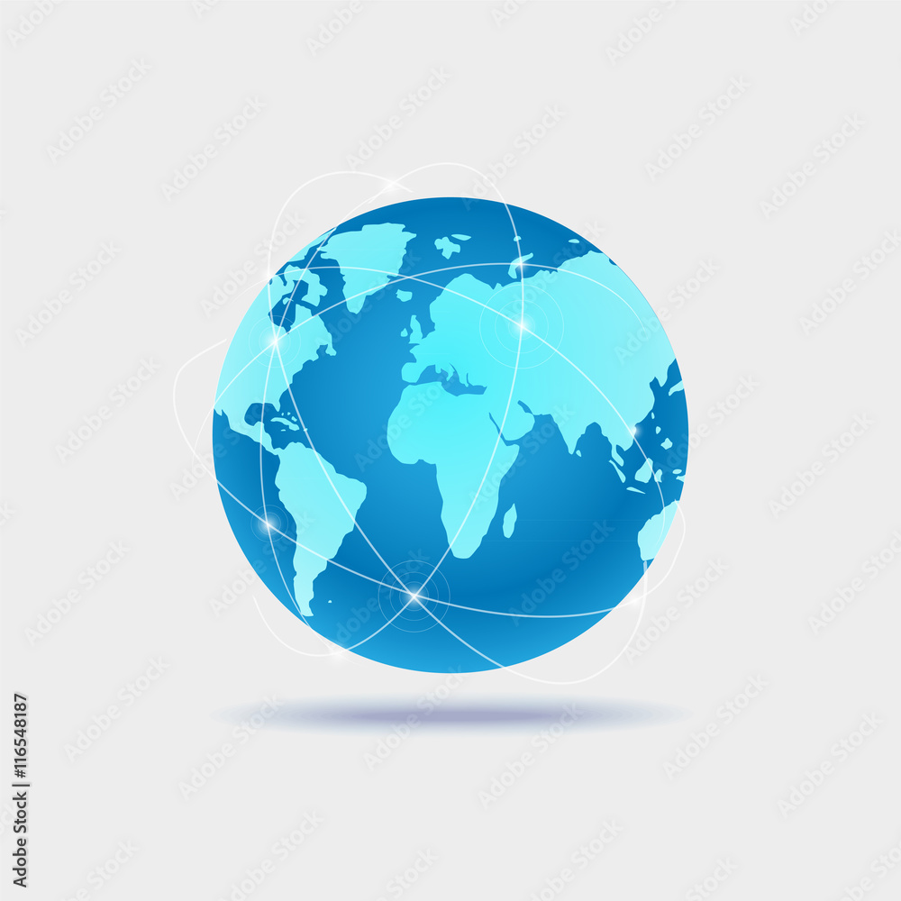 Illustration of a world globe isolated on a white background