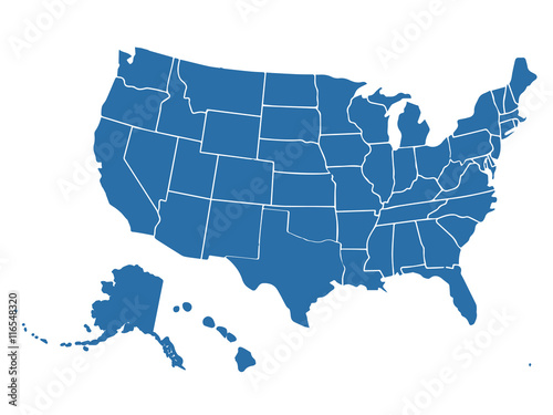 Blank similar USA map isolated on white background. United States of America country. Vector template for website  design  cover  infographics. Graph illustration.