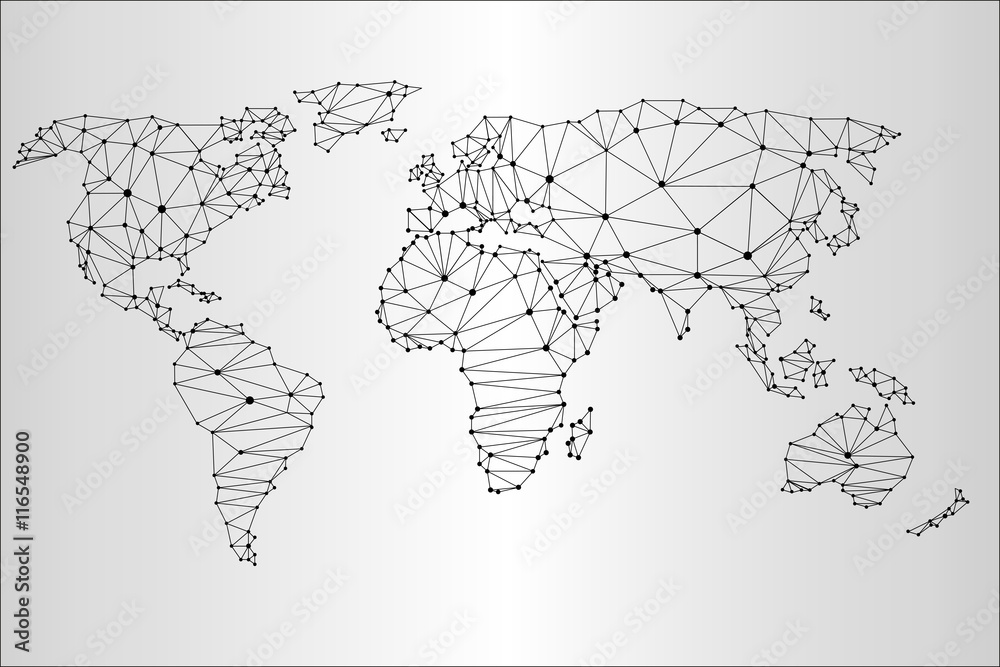 World map in the triangulation, social map, business map Stock Vector ...