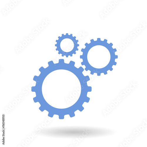 Business mechanism concept. Abstract background with connected gears and icons for strategy, research, concepts. Vector