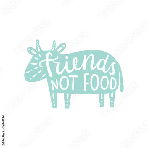 Vegan motivational illustration. Cow silhouette isolated on white.