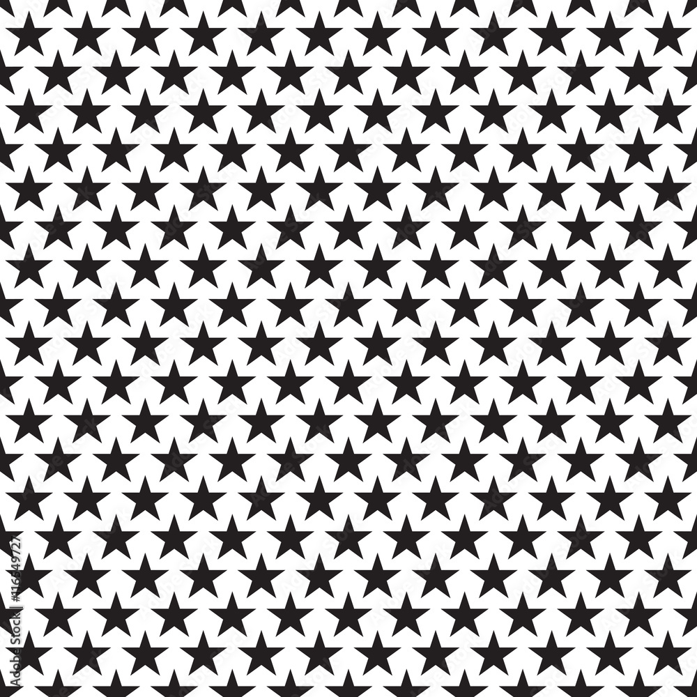 Seamless abstract star pattern in black and white.