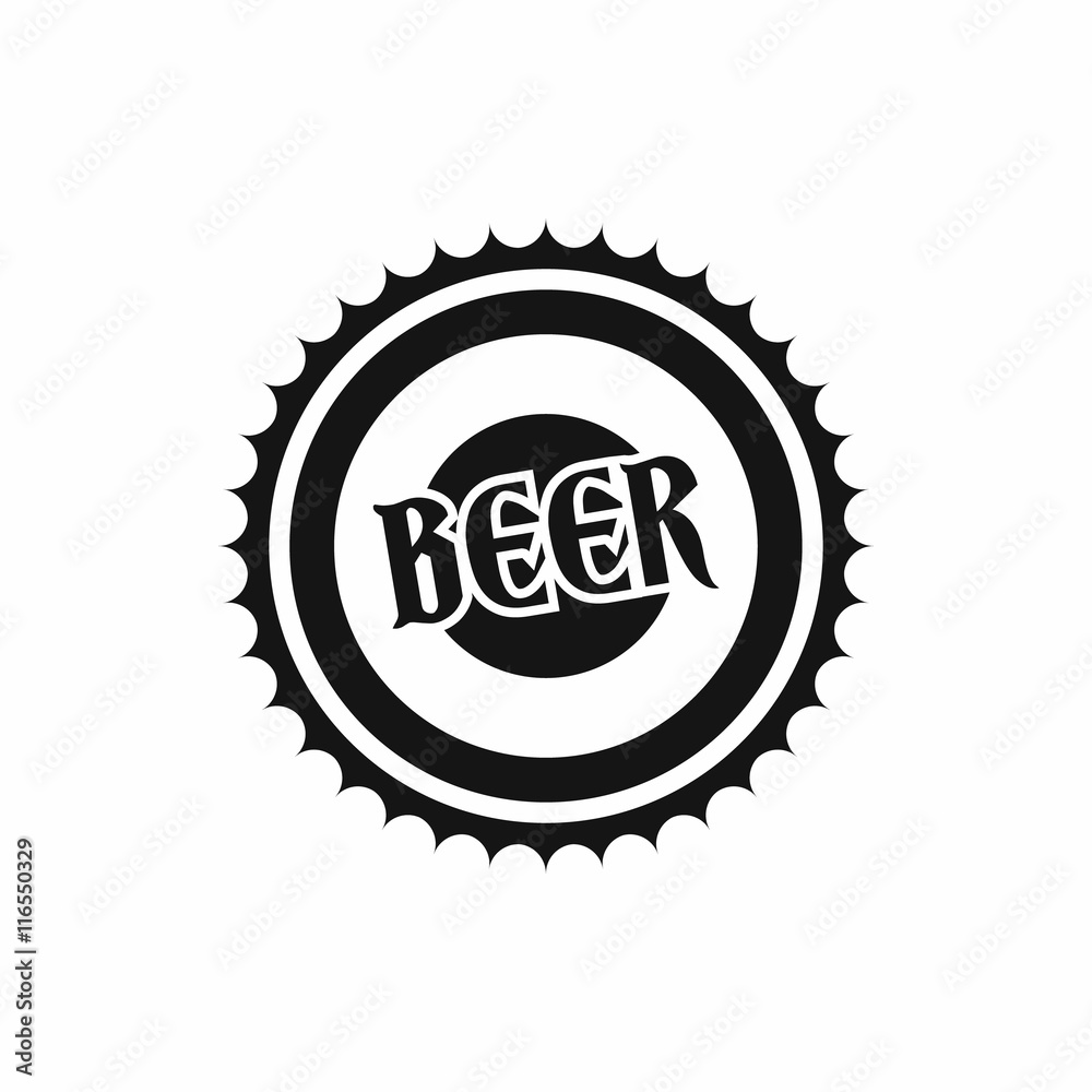 Beer bottle cap icon in simple style isolated vector illustration