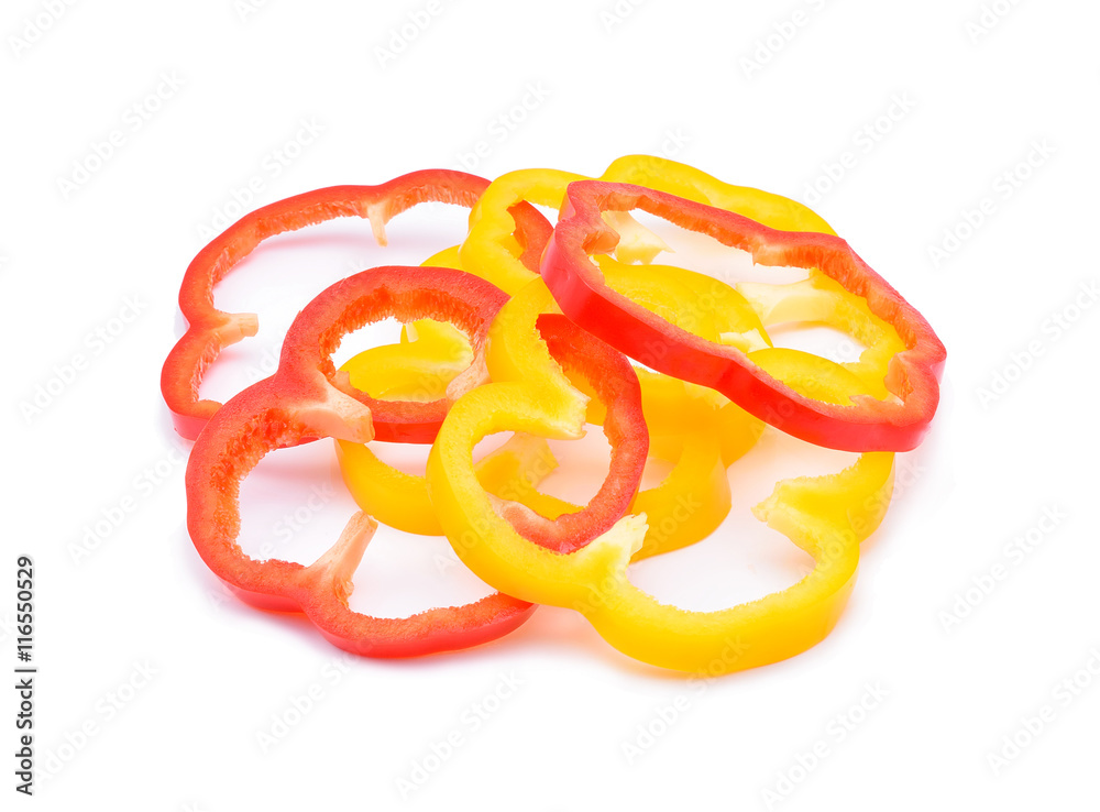 Sliced pepper isolated on white background Sliced pepper isolated on white background