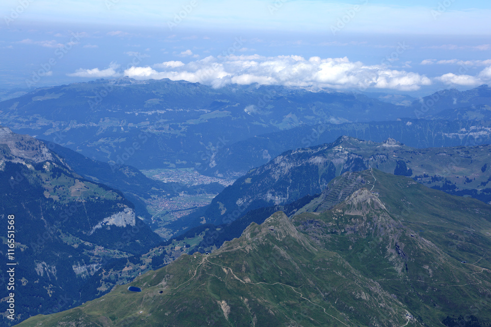 Mountains ranges and valleys in the north of Swiss Alps