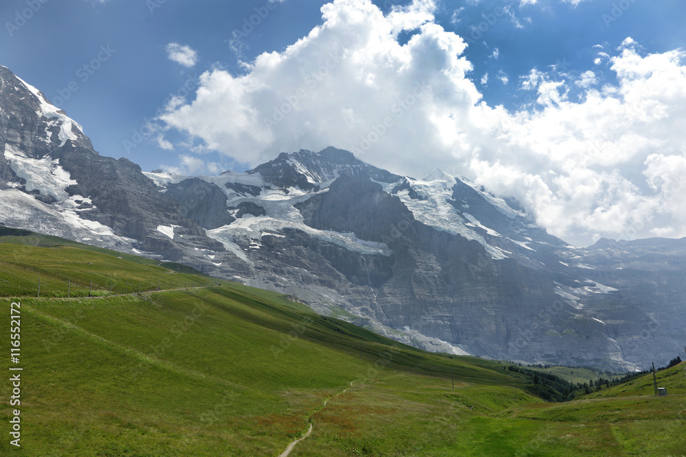Fototapeta premium Eiger, Monch and Jungfrau alps mountain in Jungfrau region